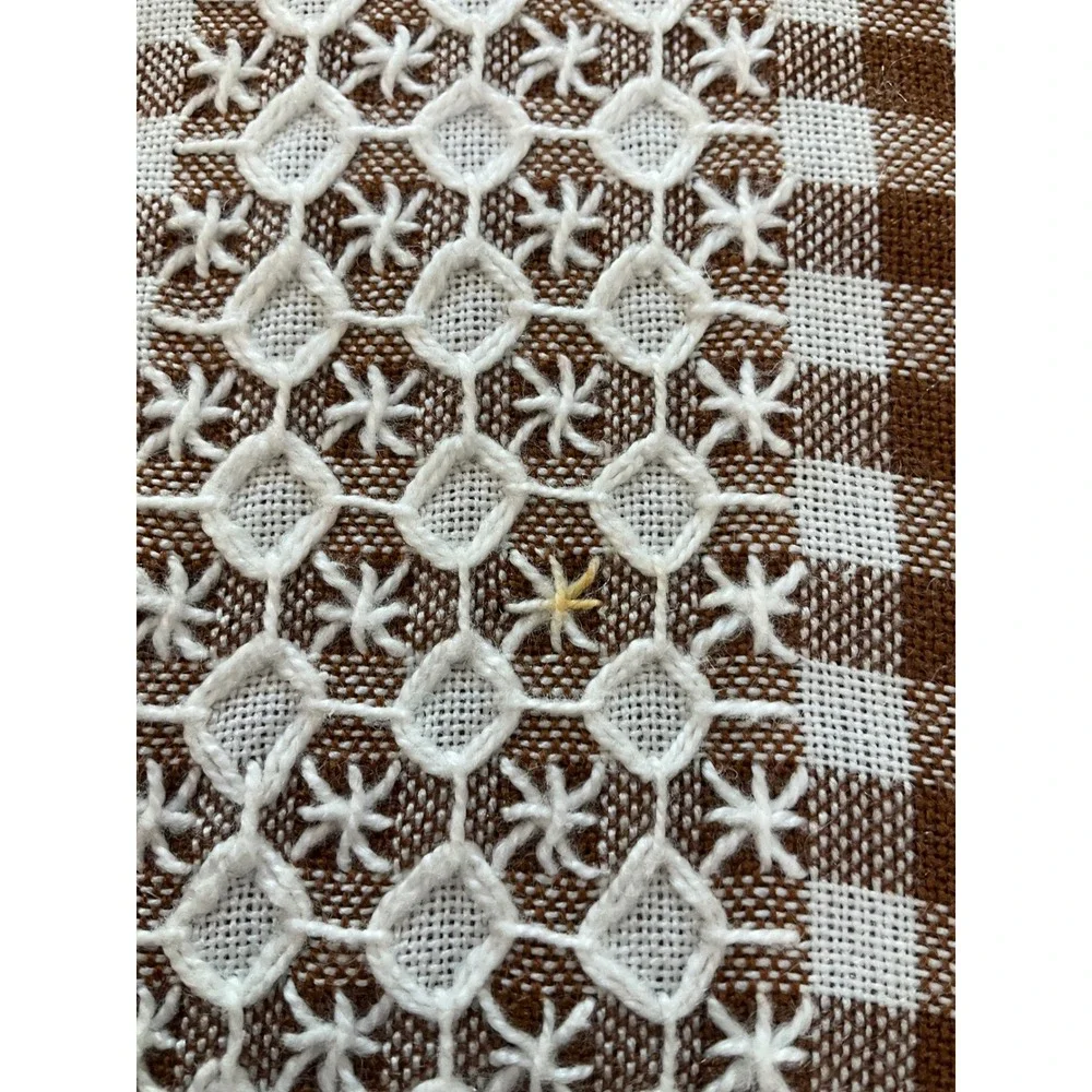Tablecloth Gingham Checker Brown White Picnic Cottagecore Grannycore‎ Retro